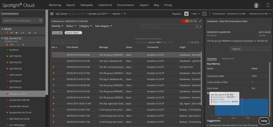screenshot of Spotlight Cloud